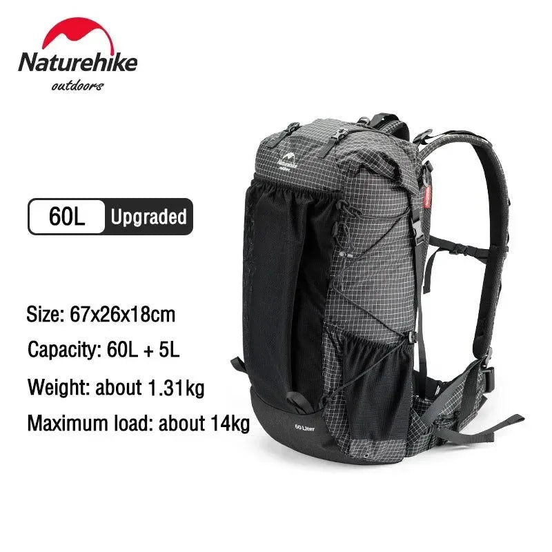 Hiking Backpack Outdoor Sports Bag - 60+5L Large Capacity Ergonomic Design Waterproof Camping Travel Backpack - Trekker Essentials