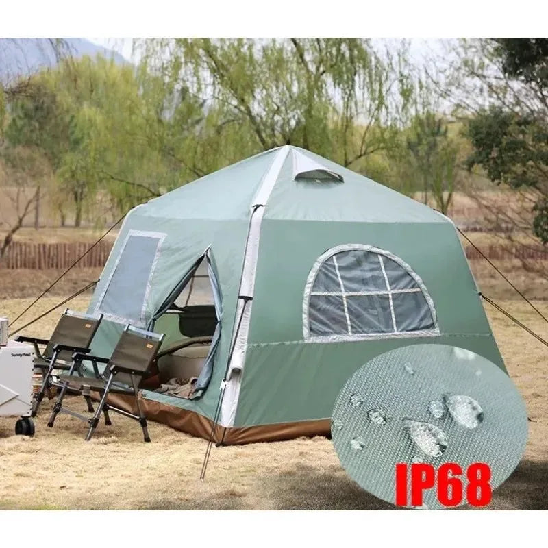 Inflatable Cabin Tent for 5-8 People, Waterproof 4-Season Pop-Up Family Camping Tent - Trekker Essentials