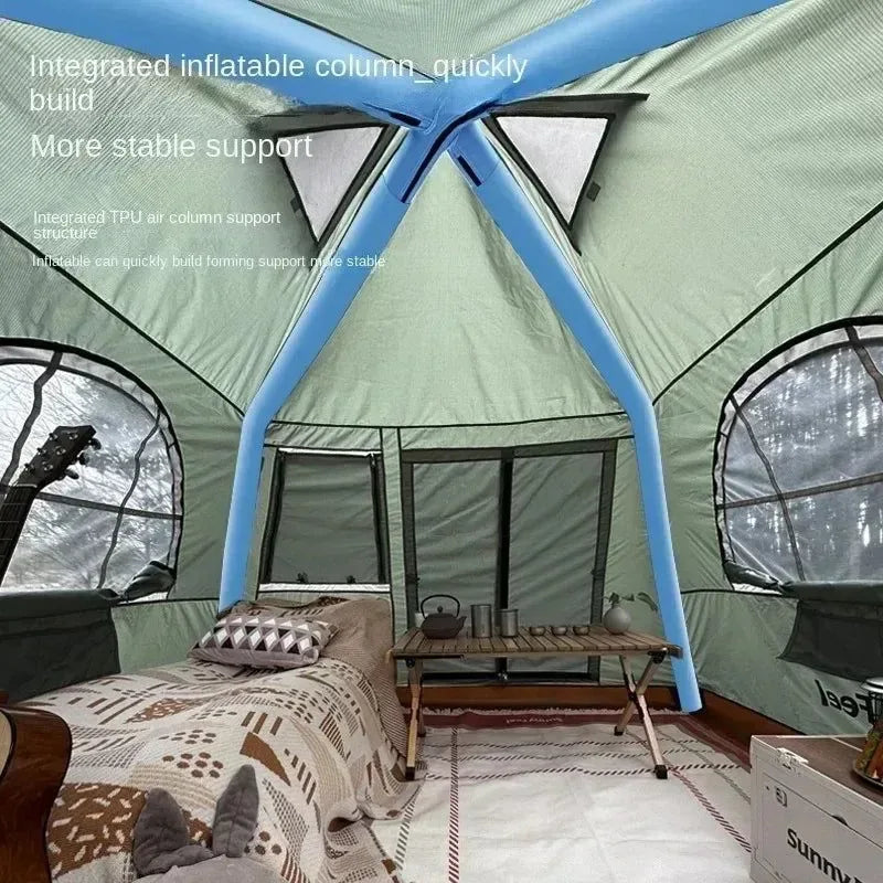 Inflatable Cabin Tent for 5-8 People, Waterproof 4-Season Pop-Up Family Camping Tent - Trekker Essentials