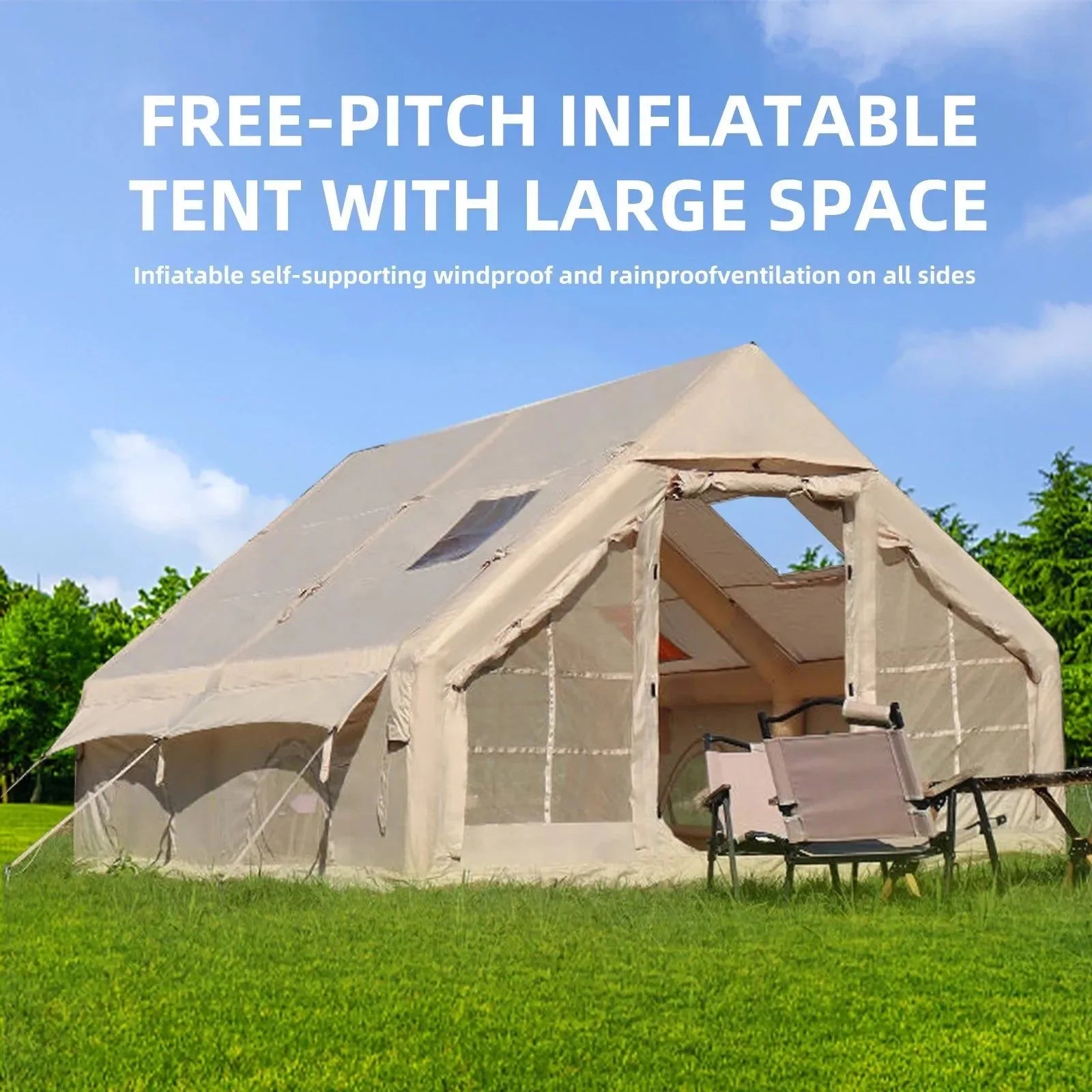 Inflatable Camping Tent | Large 8+ Person Air Tent with Hand Pump
