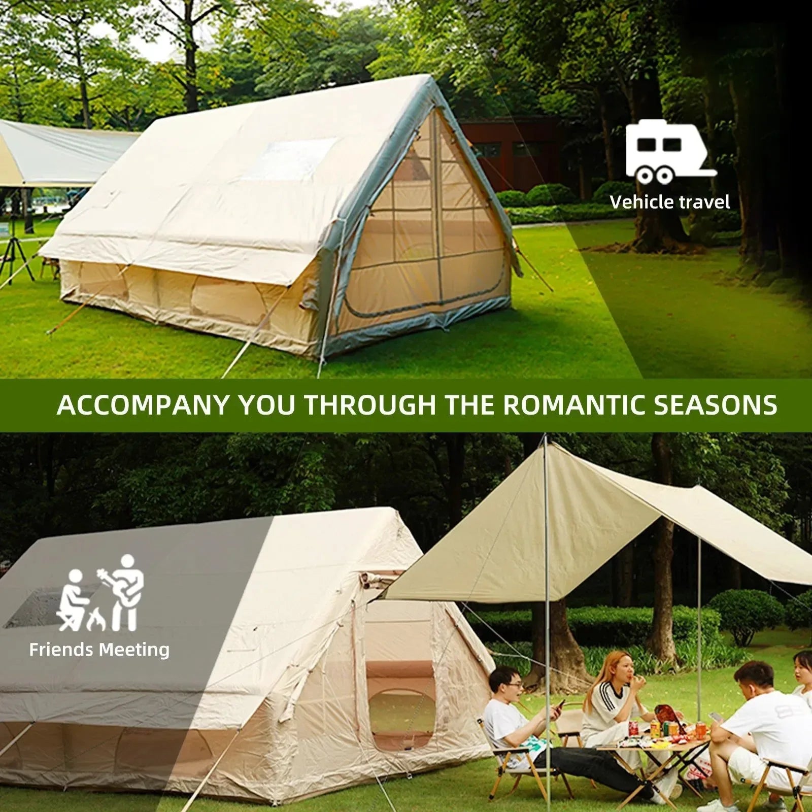 Inflatable Camping Tent | Large 8+ Person Air Tent with Hand Pump