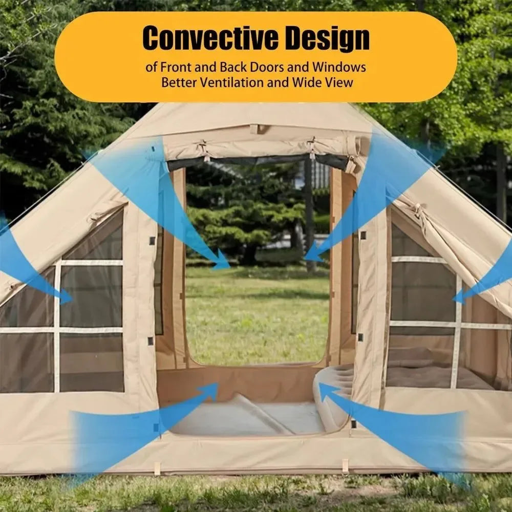 Inflatable Camping Tents with Pump - Easy Setup Waterproof and Windproof Blow-up Tent for Glamping - Trekker Essentials