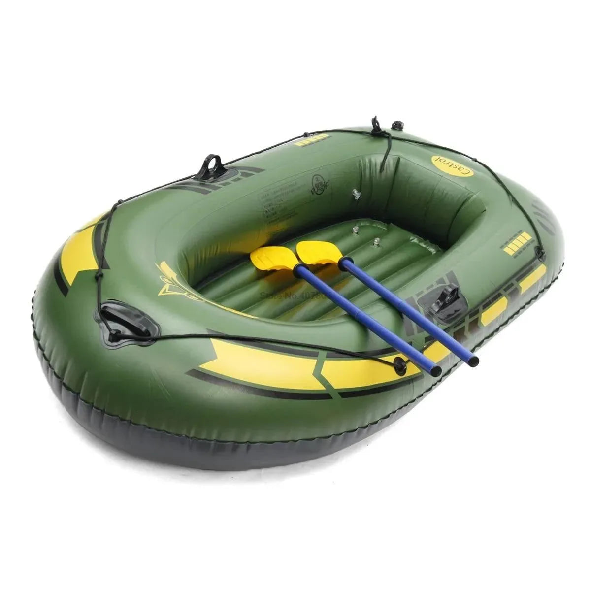 Inflatable Fishing Boat with Rod Holders: 200kg Capacity, 3-Person Raft for Lakes & Rivers - Trekker Essentials