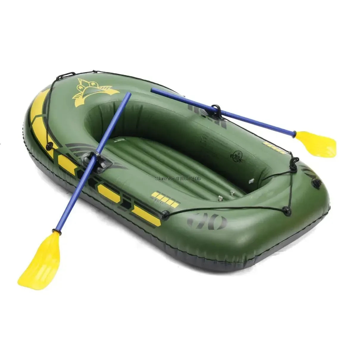 Inflatable Fishing Boat with Rod Holders: 200kg Capacity, 3-Person Raft for Lakes & Rivers - Trekker Essentials