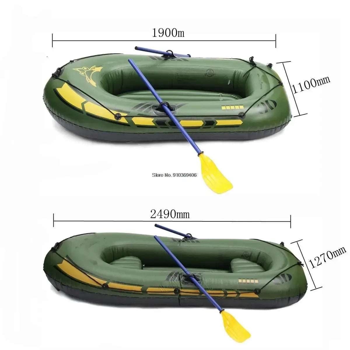 Inflatable Fishing Boat with Rod Holders: 200kg Capacity, 3-Person Raft for Lakes & Rivers - Trekker Essentials