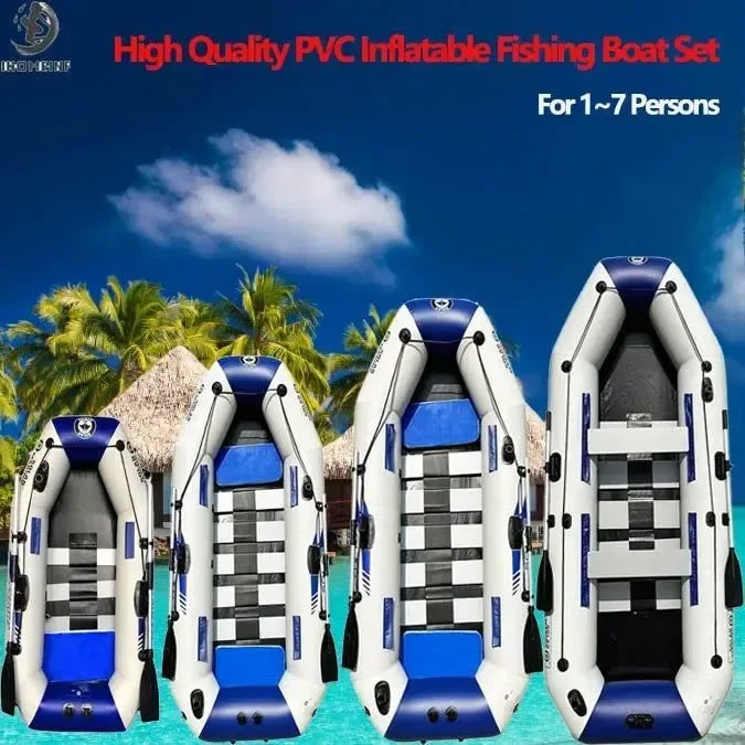 Inflatable Fishing Kayak with Slat Floor: 1-6 Person PVC Canoe for Outdoor Water Sports - Trekker Essentials