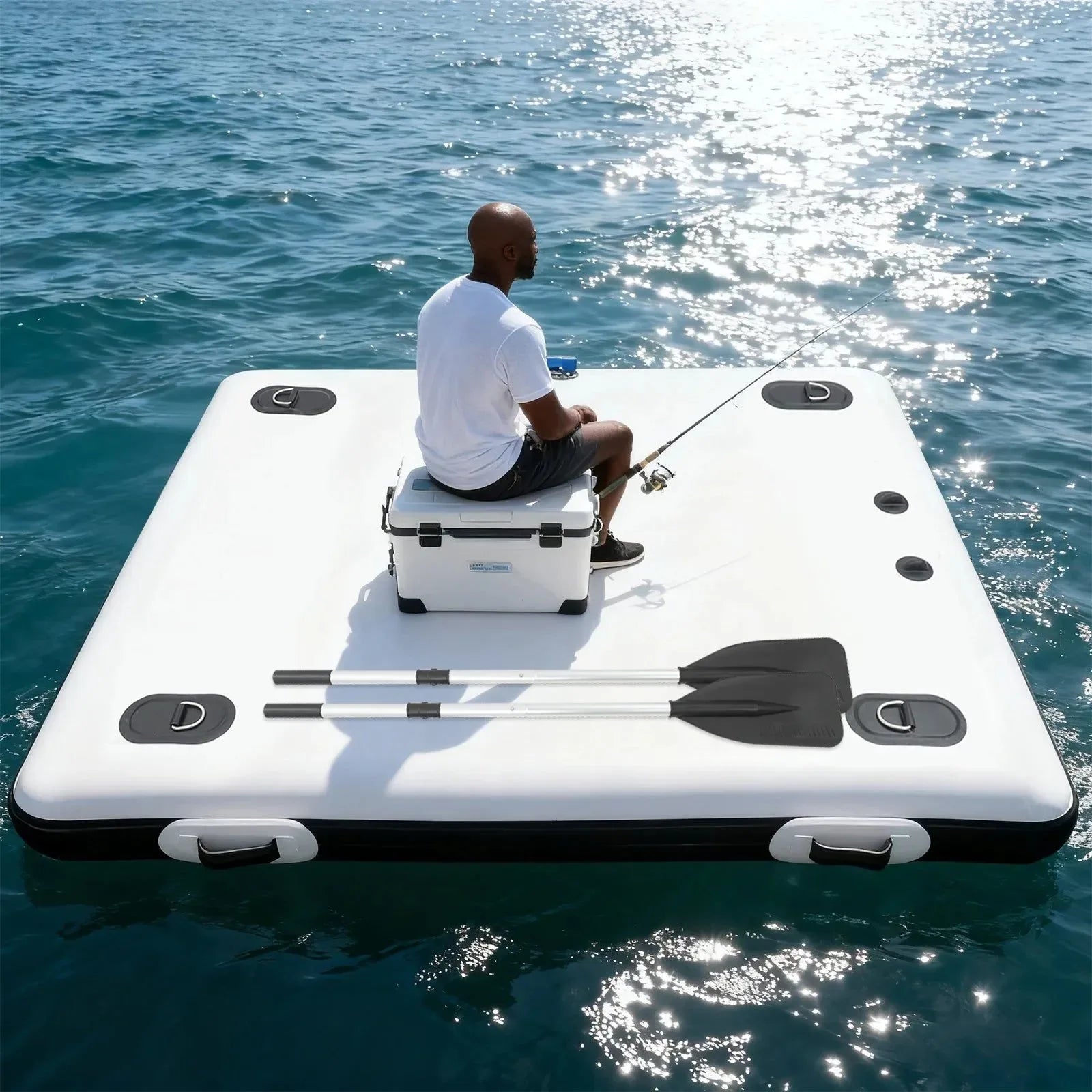 Inflatable Floating Platform: 400kg Capacity Portable Pontoon for Fishing, Yoga & Water Activities - Trekker Essentials