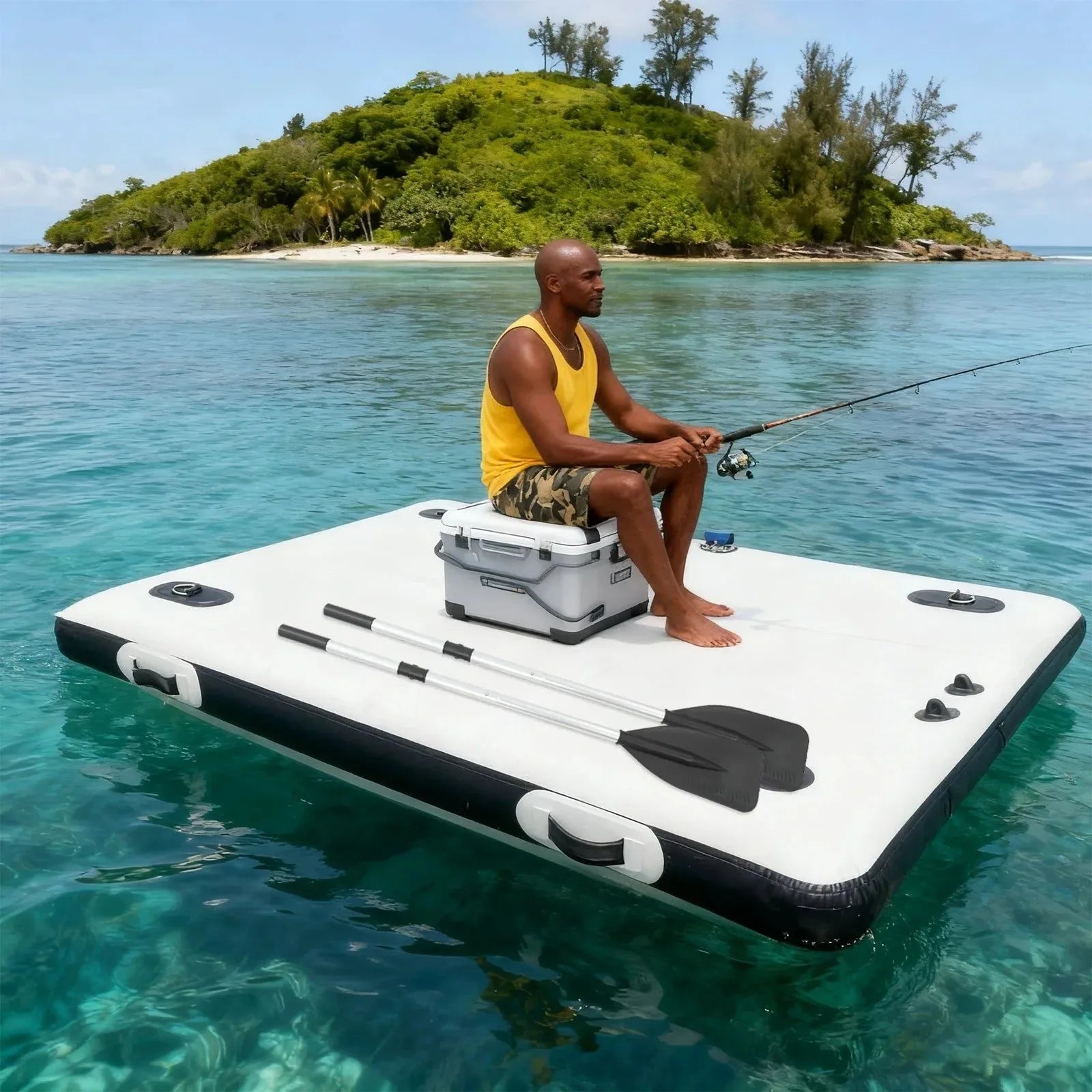 Inflatable Floating Platform: 400kg Capacity Portable Pontoon for Fishing, Yoga & Water Activities - Trekker Essentials