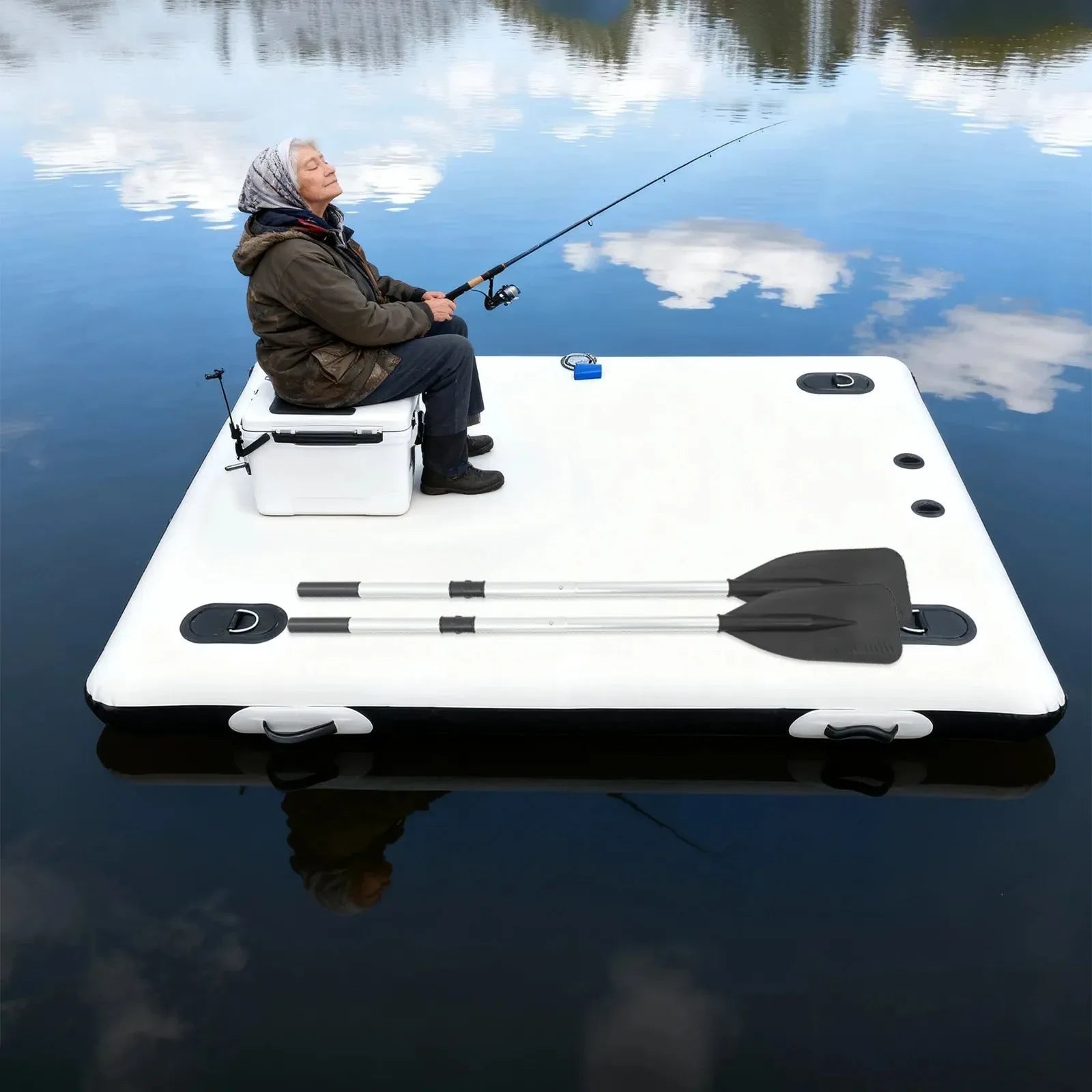 Inflatable Floating Platform: 400kg Capacity Portable Pontoon for Fishing, Yoga & Water Activities - Trekker Essentials