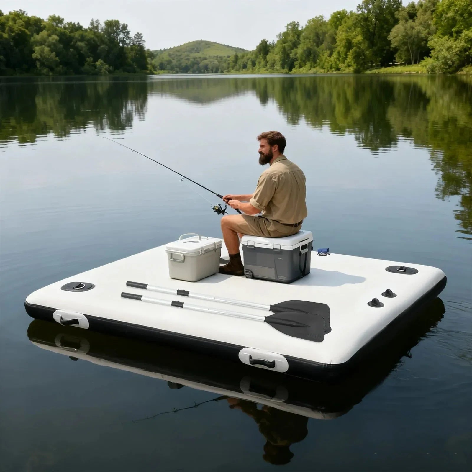 Inflatable Floating Platform: 400kg Capacity Portable Pontoon for Fishing, Yoga & Water Activities - Trekker Essentials