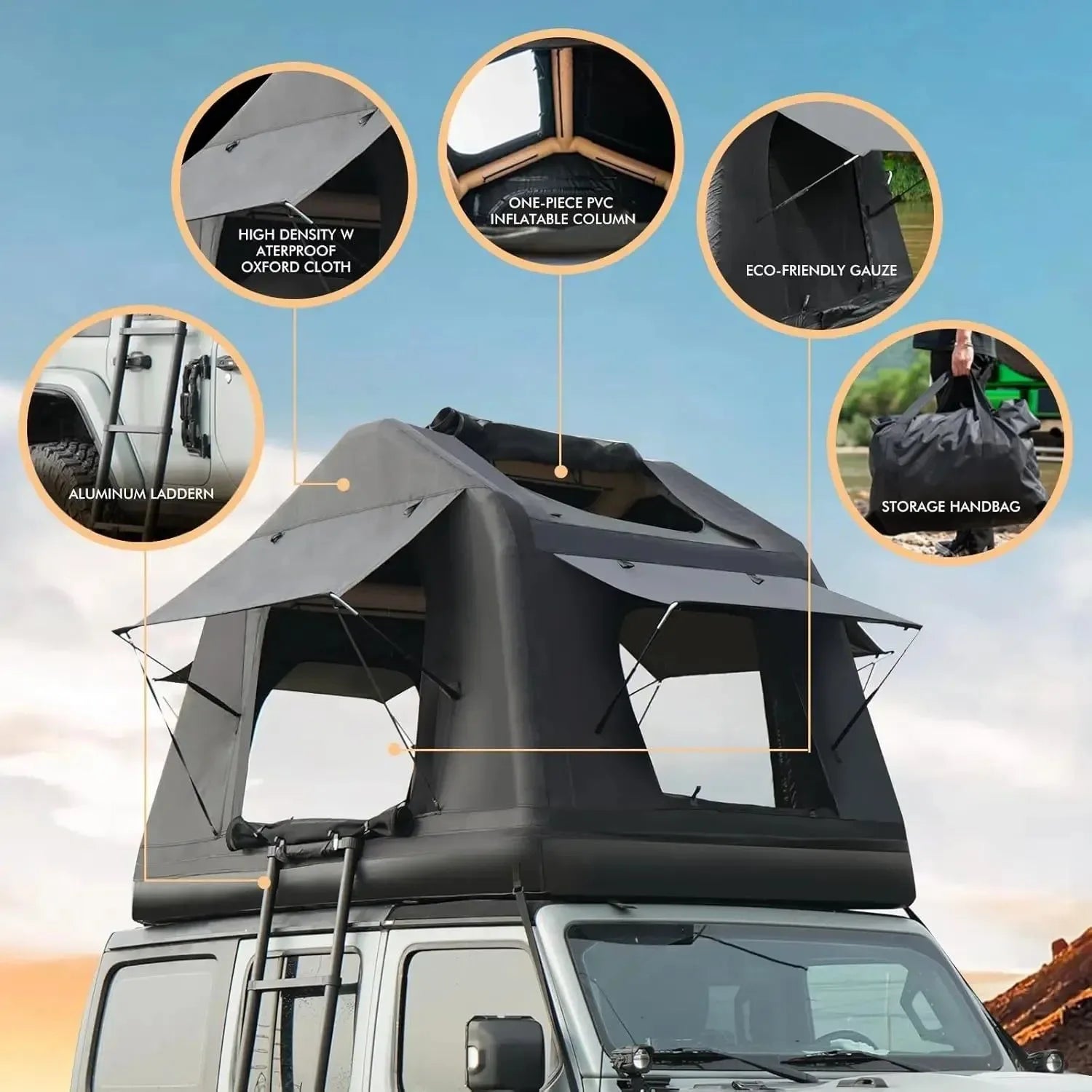 Inflatable Roof Top Tent for 4x4 Off-Road Camping – Quick Setup, Lightweight & Waterproof - Trekker Essentials