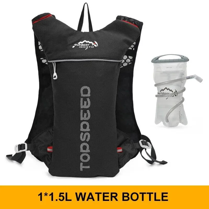 INOXTO Trail Running Ultra-light 5L Backpack Hydration Vest for Marathon, Cycling, with 1.5L & 2L Water Bags - Trekker Essentials