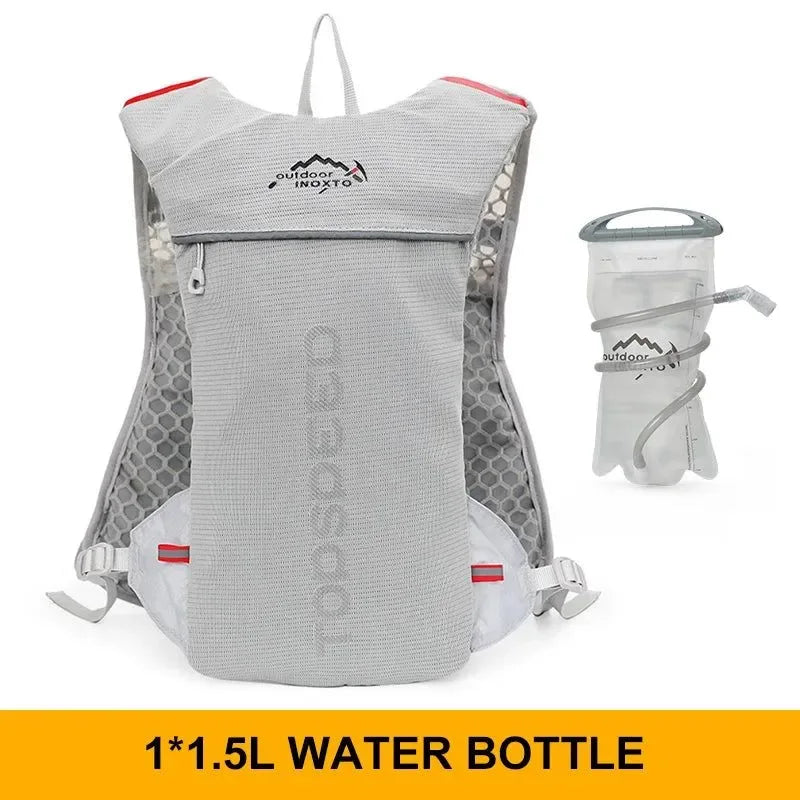 INOXTO Trail Running Ultra-light 5L Backpack Hydration Vest for Marathon, Cycling, with 1.5L & 2L Water Bags - Trekker Essentials