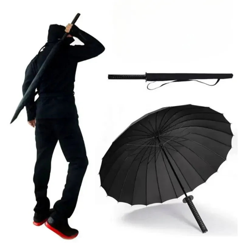 Japanese Katana Umbrella – Automatic Long Handle Rainproof Samurai Sword Umbrella - Trekker Essentials