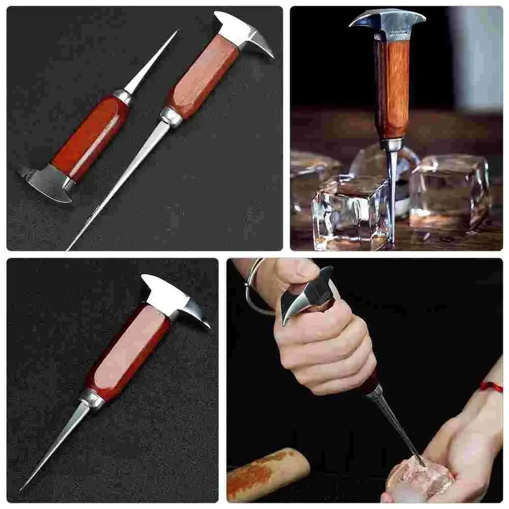 Japanese Style Ice Chipper Breaker Ax – Stainless Steel Bartender Tool with Wooden Handle - Trekker Essentials