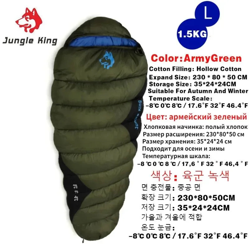 JUNGLE KING CY0903 Thickened Waterproof Cotton Sleeping Bag for Winter Camping and Hiking - Trekker Essentials