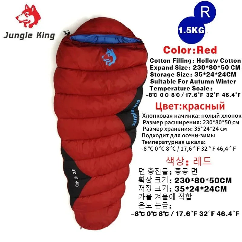JUNGLE KING CY0903 Thickened Waterproof Cotton Sleeping Bag for Winter Camping and Hiking - Trekker Essentials