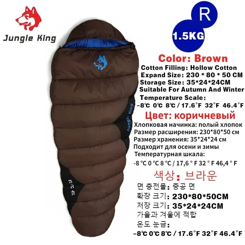 JUNGLE KING CY0903 Thickened Waterproof Cotton Sleeping Bag for Winter Camping and Hiking - Trekker Essentials