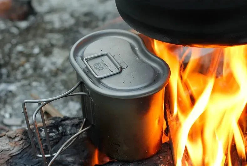 Keith Ti3060 Pure Titanium Canteen Mess Kit – Ultralight Camping Water Bottle & Cup Set with Carrying Pouch - Trekker Essentials