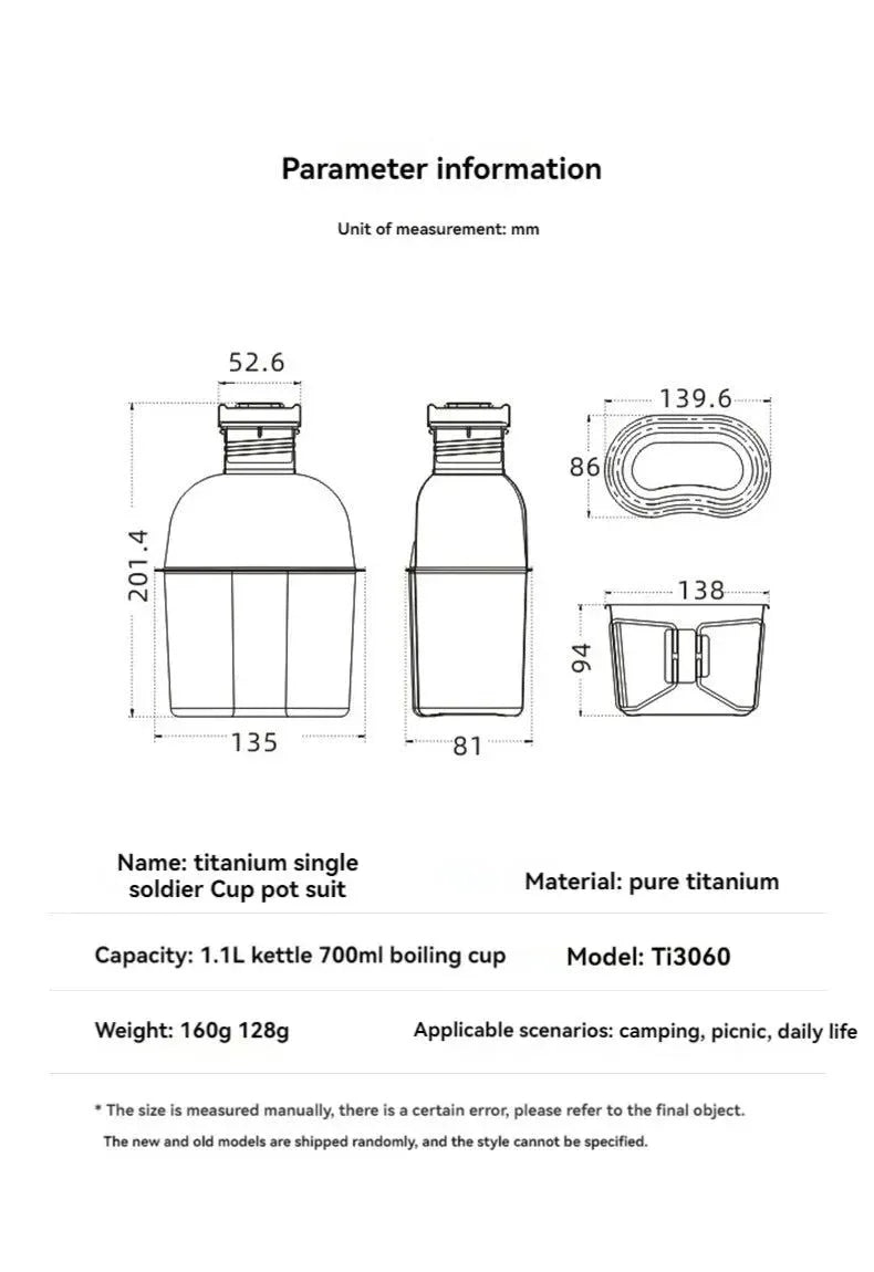 Keith Ti3060 Pure Titanium Canteen Mess Kit – Ultralight Camping Water Bottle & Cup Set with Carrying Pouch - Trekker Essentials