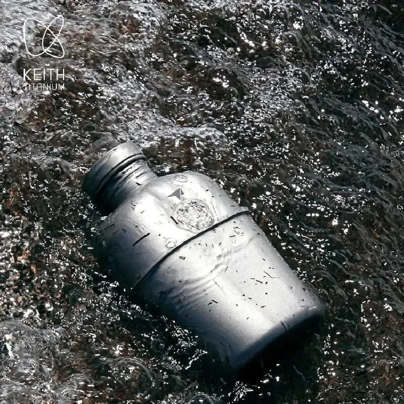 Keith Ti3060 Pure Titanium Canteen Mess Kit – Ultralight Camping Water Bottle & Cup Set with Carrying Pouch - Trekker Essentials