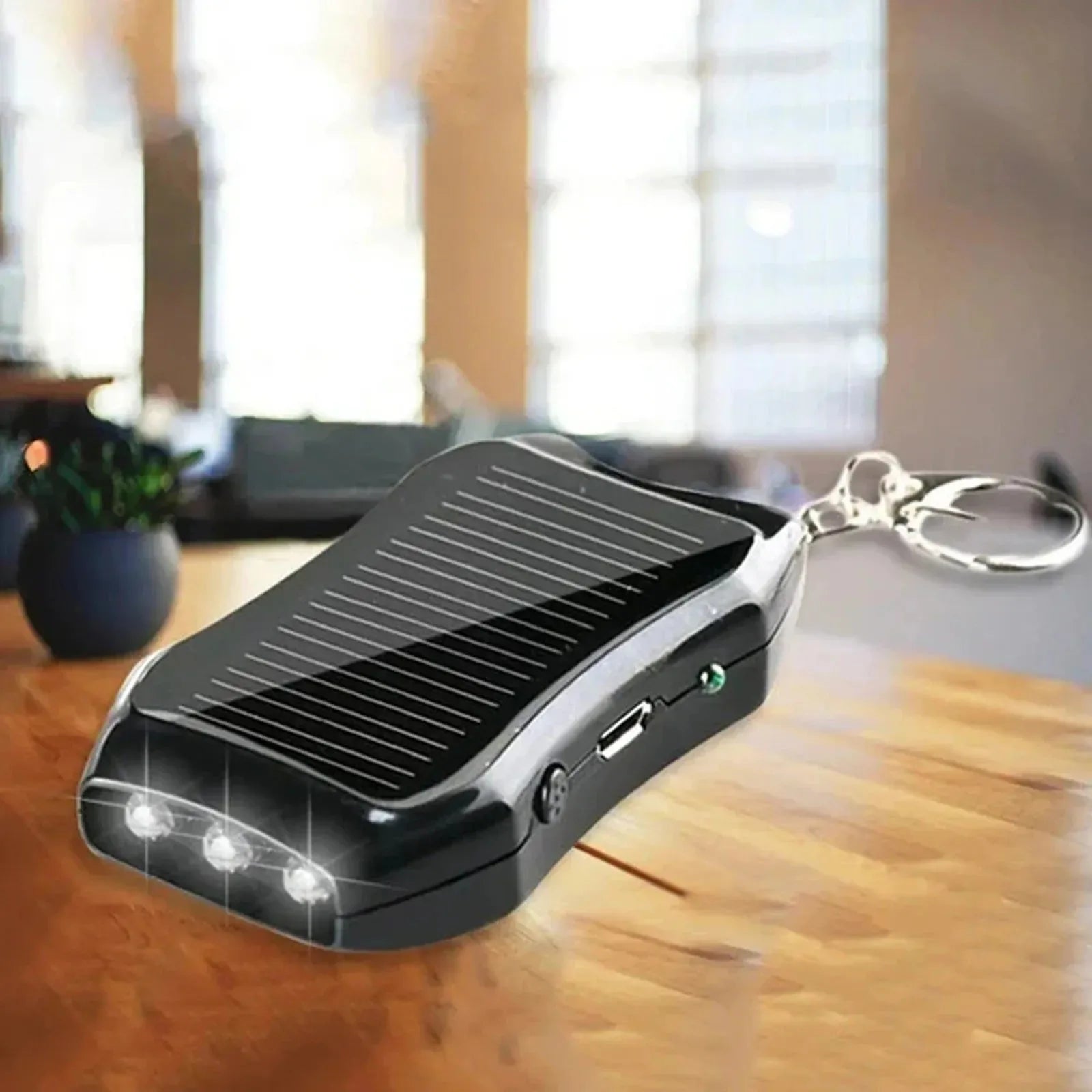 Keychain Mobile Power USB External Solar Charger | 950mAh Portable Charger with 3 LED Light for Hiking and Travel - Trekker Essentials