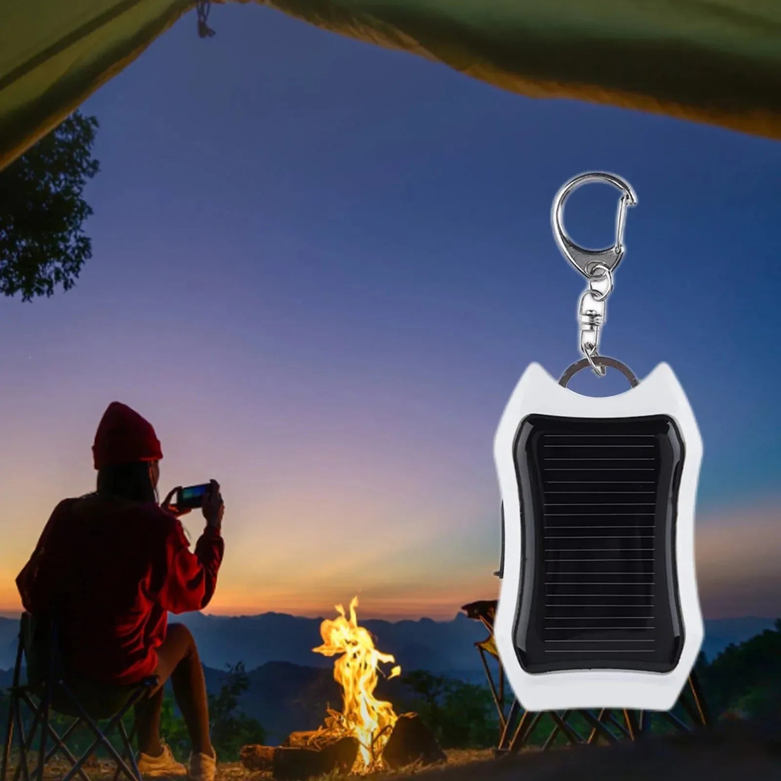 Keychain Mobile Power USB External Solar Charger | 950mAh Portable Charger with 3 LED Light for Hiking and Travel - Trekker Essentials
