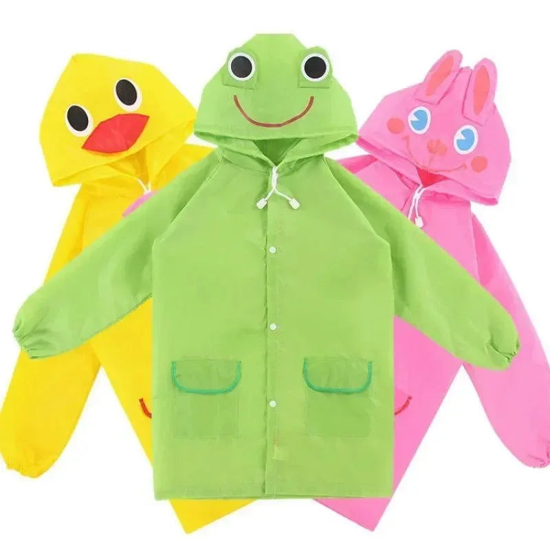 Kids Cartoon Animal Waterproof Foldable Raincoat - Portable Rain Poncho for Hiking - Trekker Essentials