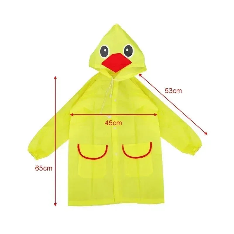 Kids Cartoon Animal Waterproof Foldable Raincoat - Portable Rain Poncho for Hiking - Trekker Essentials
