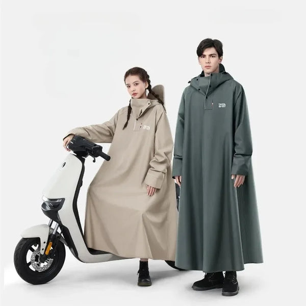 Korean Fashion Long Raincoat - Thickened Oxford Waterproof Hooded Rain Poncho - Trekker Essentials