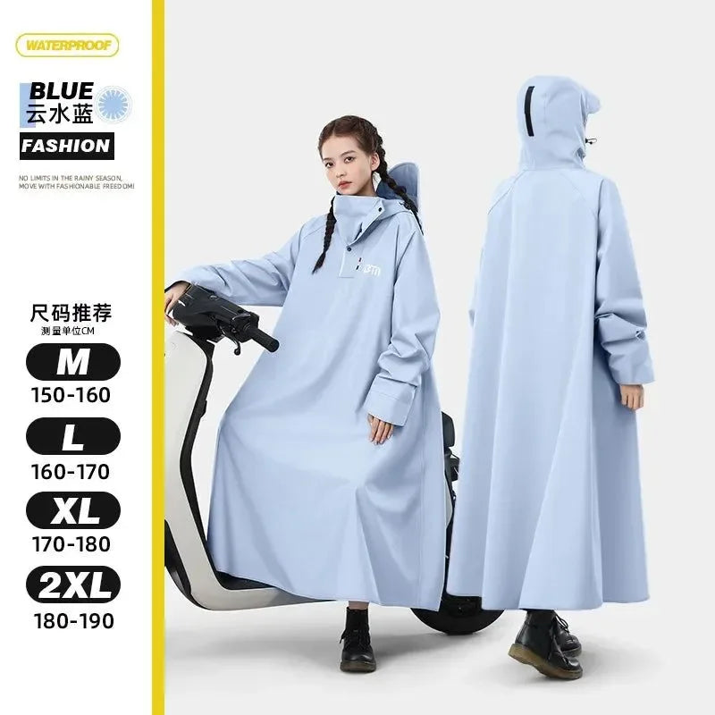 Korean Fashion Long Raincoat - Thickened Oxford Waterproof Hooded Rain Poncho - Trekker Essentials