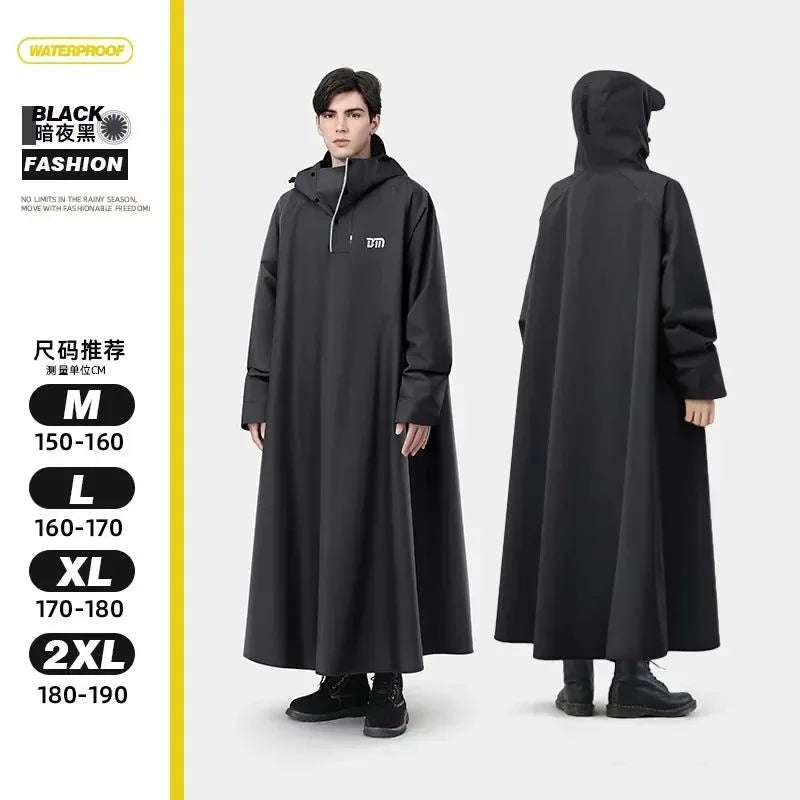 Korean Fashion Long Raincoat - Thickened Oxford Waterproof Hooded Rain Poncho - Trekker Essentials