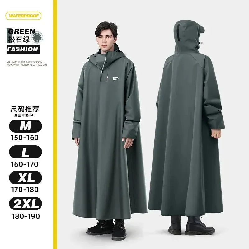 Korean Fashion Long Raincoat - Thickened Oxford Waterproof Hooded Rain Poncho - Trekker Essentials
