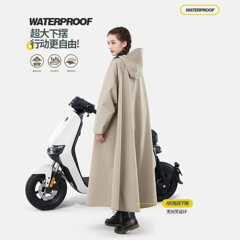 Korean Fashion Long Raincoat - Thickened Oxford Waterproof Hooded Rain Poncho - Trekker Essentials