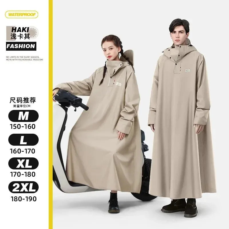 Korean Fashion Long Raincoat - Thickened Oxford Waterproof Hooded Rain Poncho - Trekker Essentials