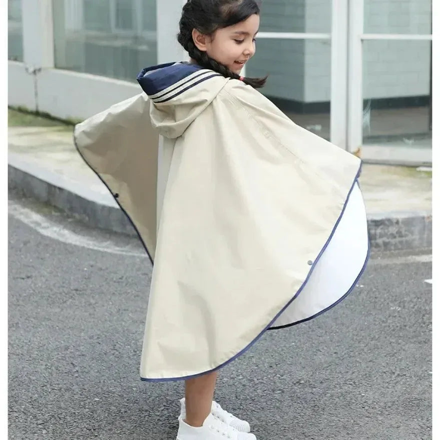 Korean Style Parent-Child Waterproof Oxford Cloth Rain Poncho with Schoolbag Space - Trekker Essentials