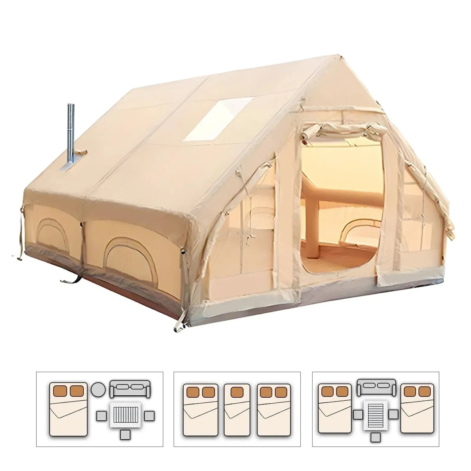 Large 8+ Person Inflatable Camping Tent – Instant Setup 4-Season Family Tent with Hand Pump, 3000mm Waterproof & Windproof - Trekker Essentials