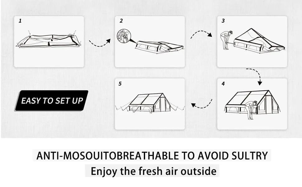 Large 8+ Person Inflatable Camping Tent – Instant Setup 4-Season Family Tent with Hand Pump, 3000mm Waterproof & Windproof - Trekker Essentials