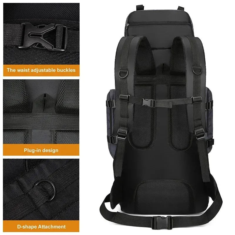 Large 90L Travel Backpack - Multifunctional Army Climbing Bag for Hiking and Mountaineering - Trekker Essentials