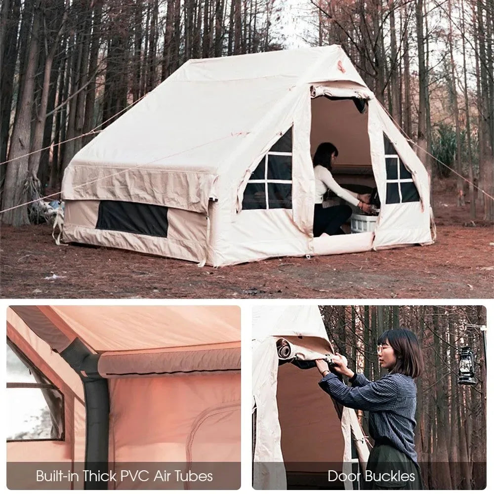 Large Camping Tent Waterproof Inflatable Tent House - 10 Person Family Tent for Hiking, Camping, Backpacking, Beach - Trekker Essentials