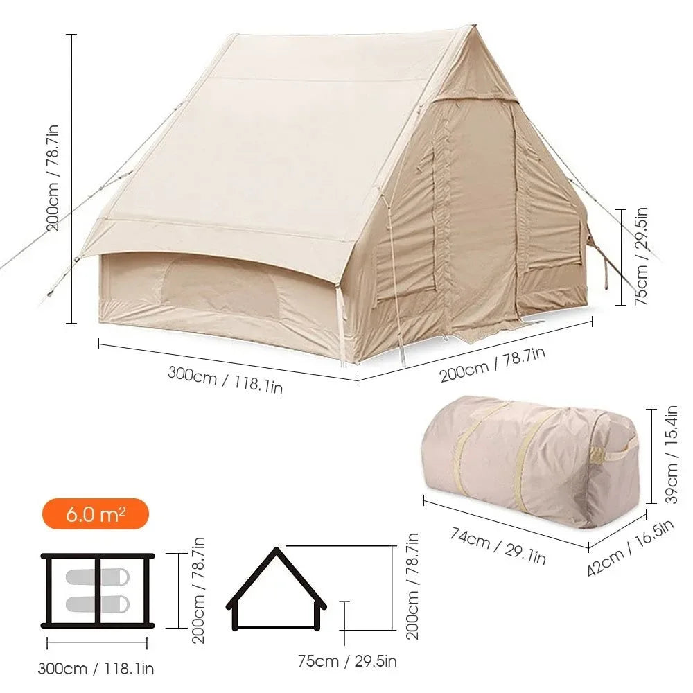 Large Camping Tent Waterproof Inflatable Tent House - 10 Person Family Tent for Hiking, Camping, Backpacking, Beach - Trekker Essentials