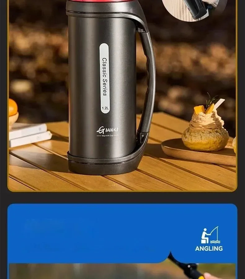 Large Capacity Camping Thermos | 2-in-1 Outdoor Travel Kettle & Cold Pot for Coffee & Hydration - Trekker Essentials