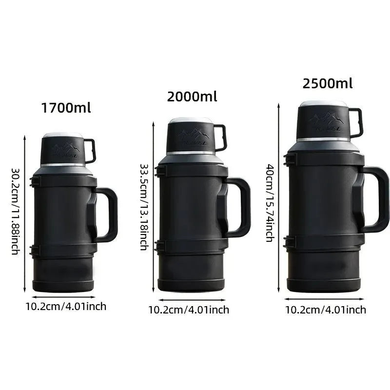 Large Capacity Stainless Steel Thermos: 1.7L, 2.0L, 2.5L Vacuum Insulated Water Bottle for Travel & Camping - Trekker Essentials