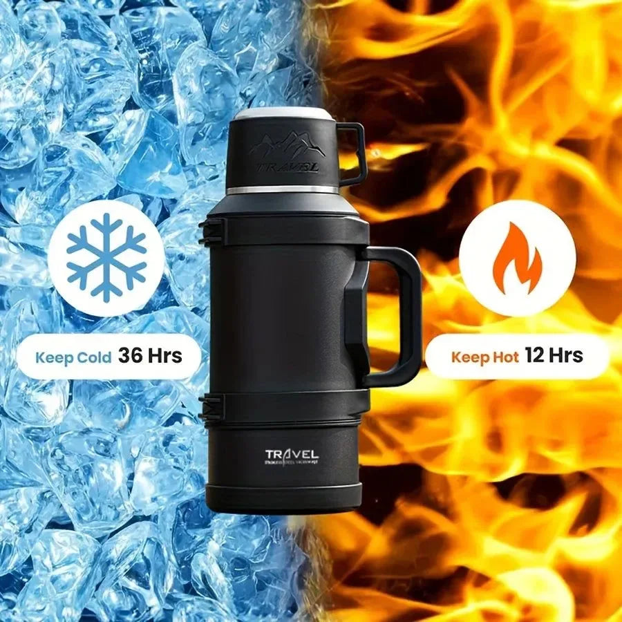 Large Capacity Stainless Steel Thermos: 1.7L, 2.0L, 2.5L Vacuum Insulated Water Bottle for Travel & Camping - Trekker Essentials