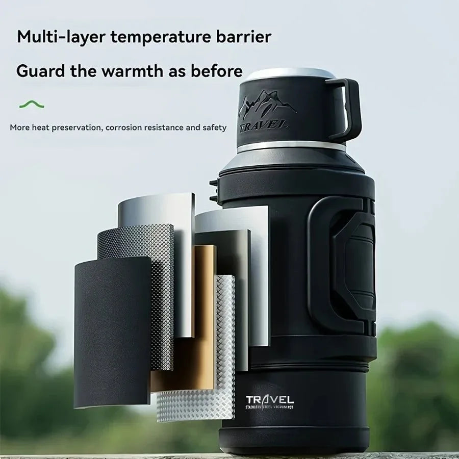 Large Capacity Stainless Steel Thermos: 1.7L, 2.0L, 2.5L Vacuum Insulated Water Bottle for Travel & Camping - Trekker Essentials