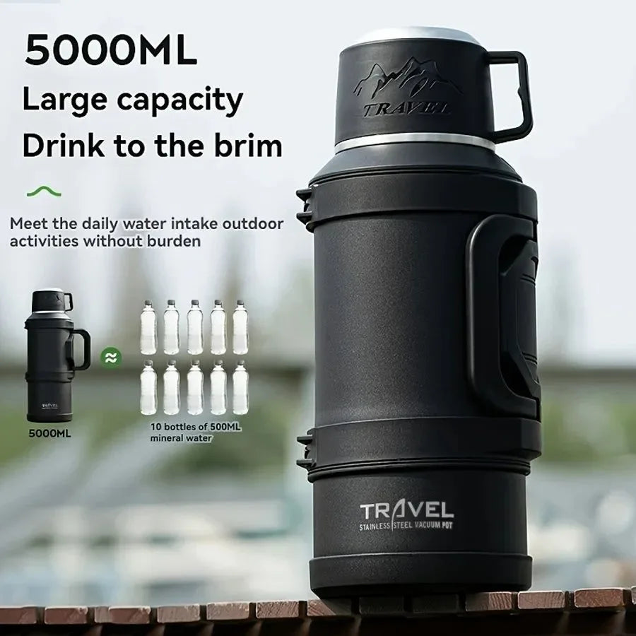Large Capacity Stainless Steel Thermos: 1.7L, 2.0L, 2.5L Vacuum Insulated Water Bottle for Travel & Camping - Trekker Essentials