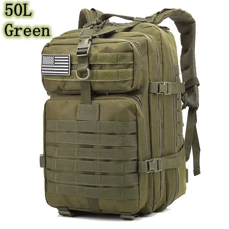 Large Capacity Waterproof Tactical Backpack for Men - 50L Outdoor Bug Rucksack for Hiking, Camping, Hunting - Trekker Essentials