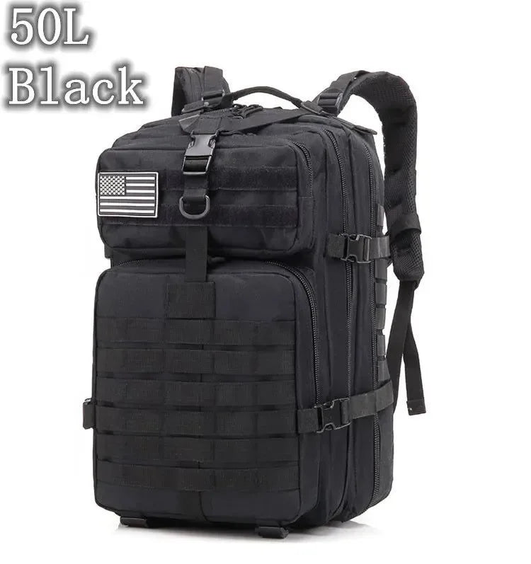 Large Capacity Waterproof Tactical Backpack for Men - 50L Outdoor Bug Rucksack for Hiking, Camping, Hunting - Trekker Essentials
