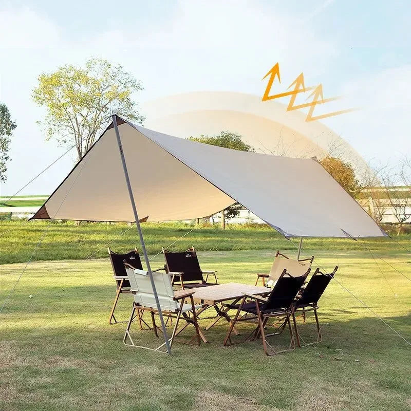 Large Hexagon Camping Canvas Tarp Tent – Beach & Picnic Sun Shade