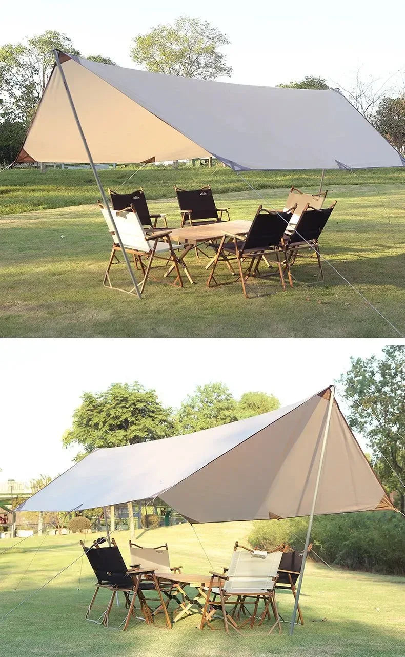 Large Hexagon Camping Canvas Tarp Tent for Beach and Picnic Sun Shade - Trekker Essentials